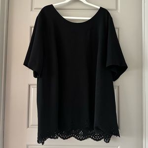 torrid black shirt with paisley print trim